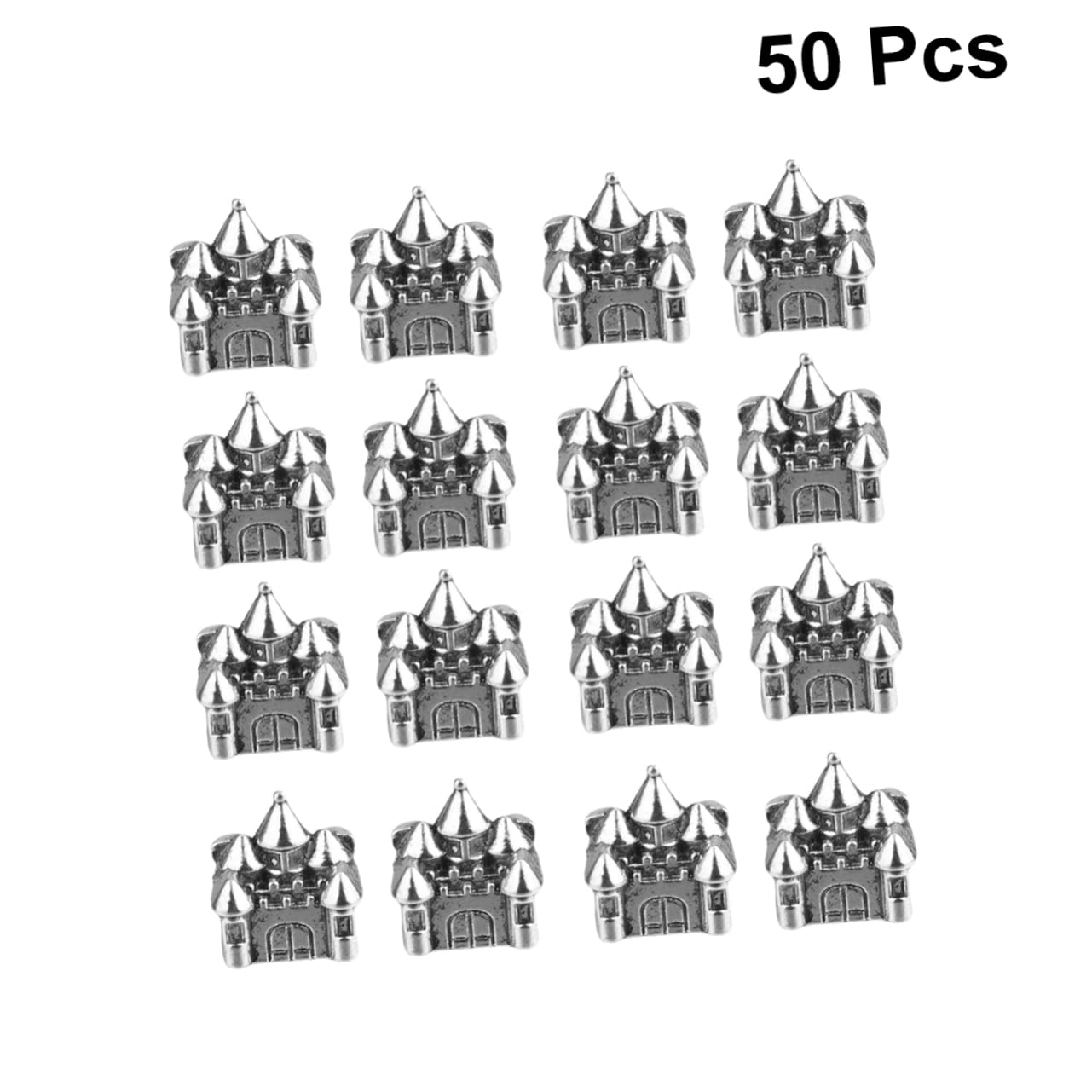 Anneome 150 Piezas cuentas de castillo de bricolaje diy pulseras collar de moda accesorios creativos de cuentas de bricolaje gargantilla con cuentas perlas de aleación de bricolaje Silver