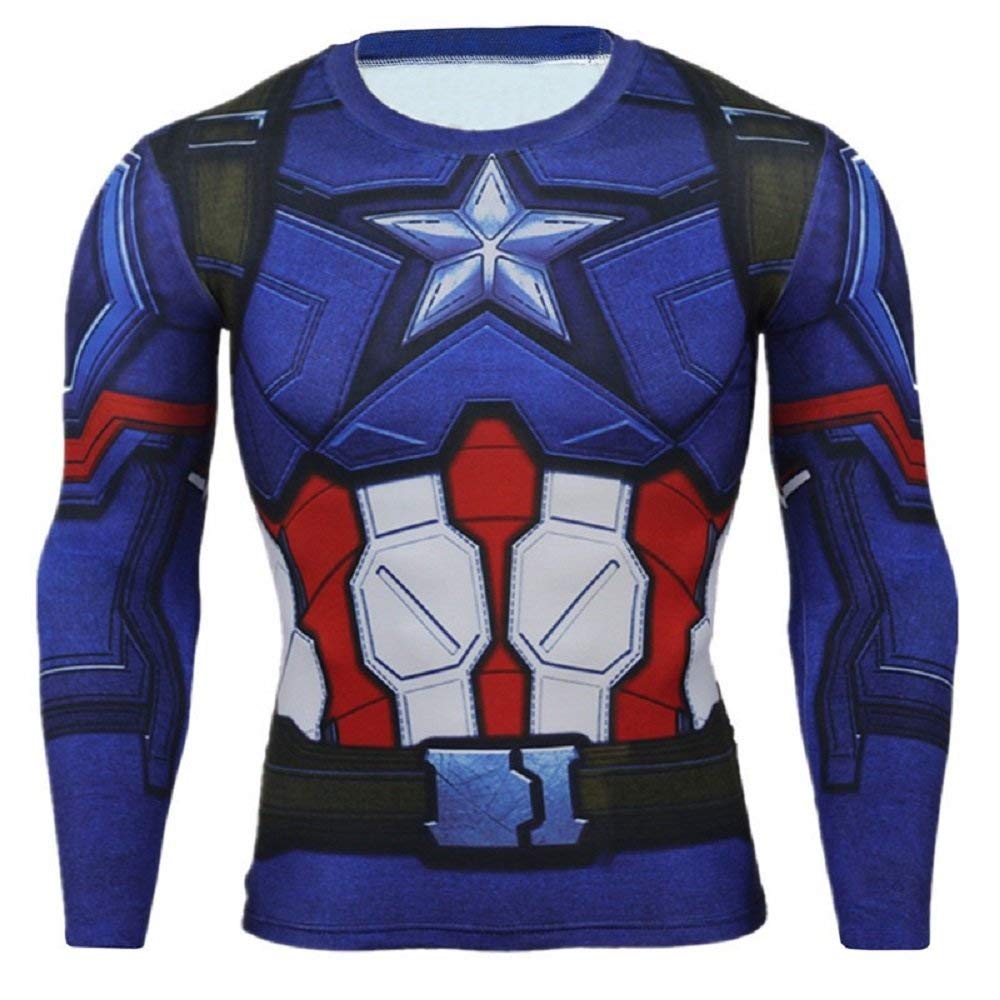 CosplayLife Superhero Compression T-Shirts - Men's Crew Neck Gym Cosplay Costume Casual Muscle Fit