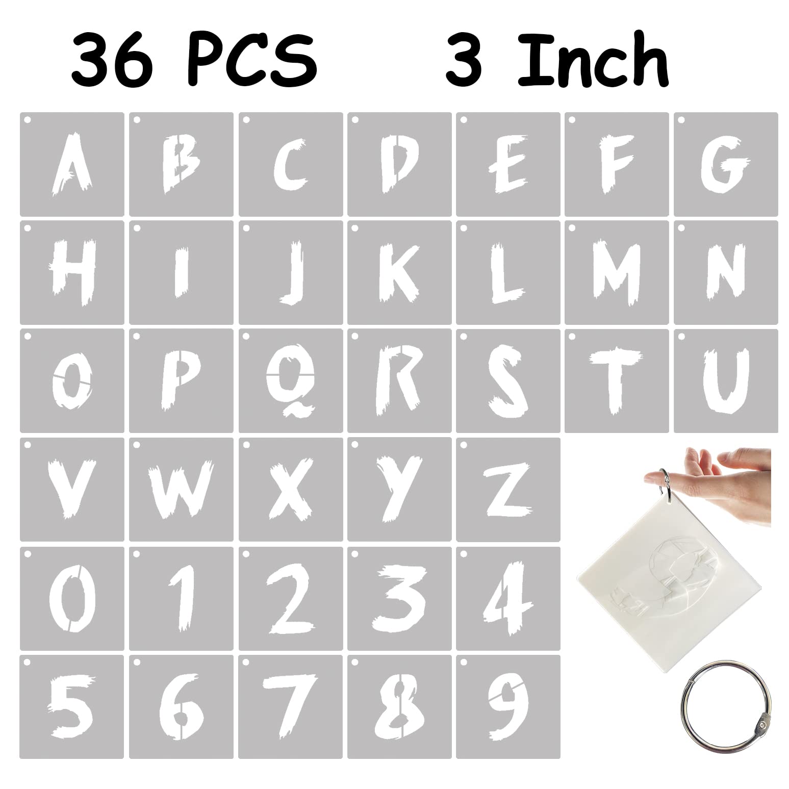 Buy 3 Inch Letter Stencils 36 PCS Alphabet Number Templates with