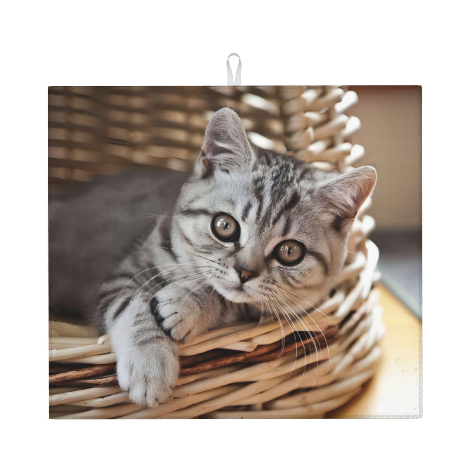 Yyhwhjde Black Cat Prints Kitchen Drying Mat – Absorbent Dish Throw For Countertop, Non-Slip Quick-Dry Layer With Vibrant Prints, Ideal For New Home Gift