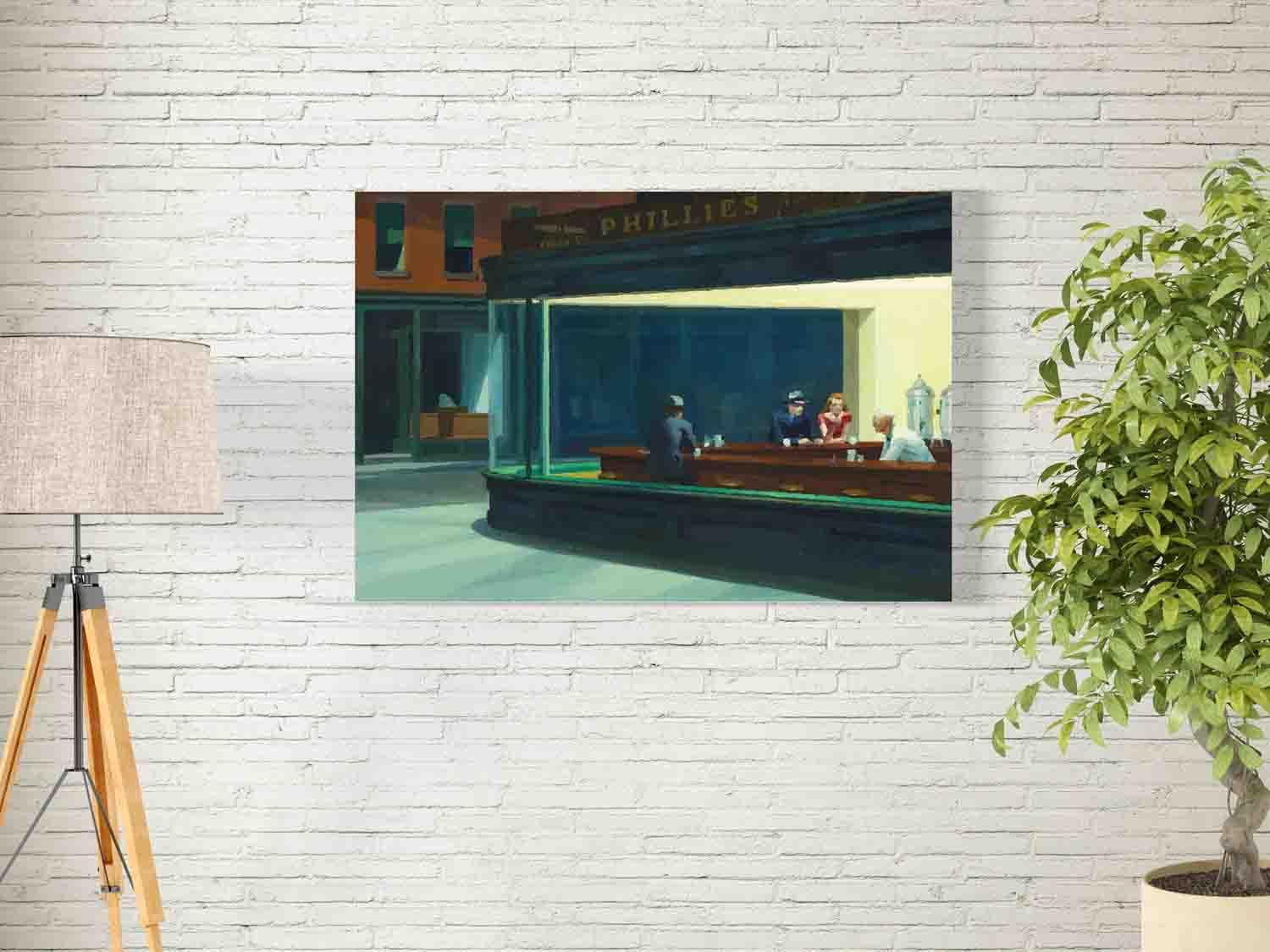 bpa Edward Hopper Nighthawks Wall Art for Decoration easy to hang, 40x60cm, 1Pcs