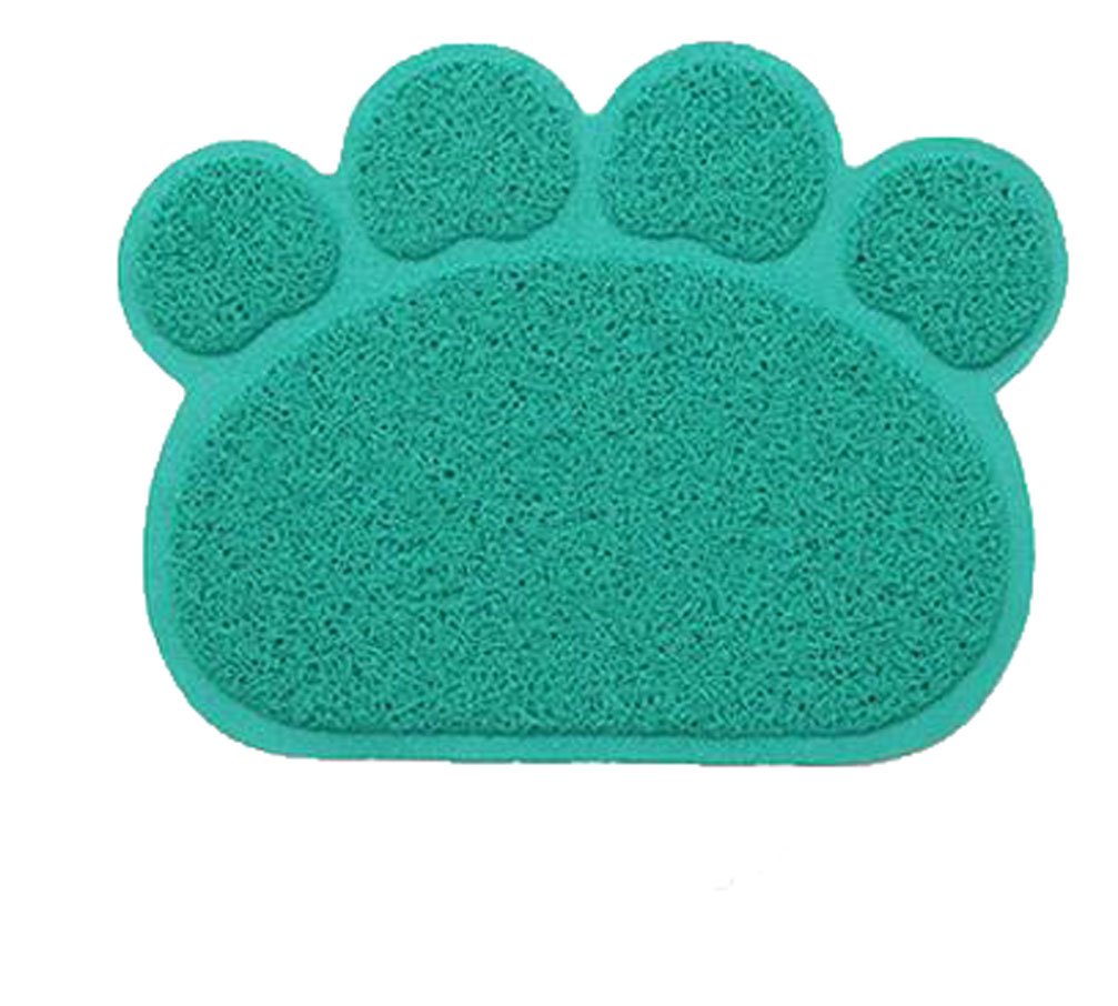 Crasy Shop Cute Paw Shape Waterproof Non-slip Pet Food Feeding Mat Bowl Place Mat for Dog Cat Puppy Kitten-12x16 Inches (Blue)