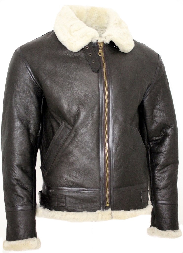 Infinity Leather Hombres Crema Cuero B3 Shearling piel de oveja WW2 bombardero aviador chaqueta