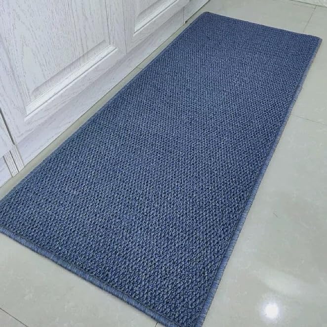 Alfombra azul 60x90cm para entrada o salon lavable y efecto sisal