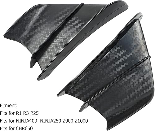 Miniatura 2 de Aramox 1 par motocicleta viento ala fibra carbono aerodinámica aletas motocicleta aerodinámica alerón ala para NINJA400 NINJA250 Z900 Z1000