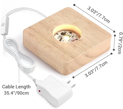 Miniatura 7 de Facmogu Soporte de exhibición de luces multicolor con fuente de alimentación de 5 V CC, base de pantalla LED de madera con 6 LED, base de luz de