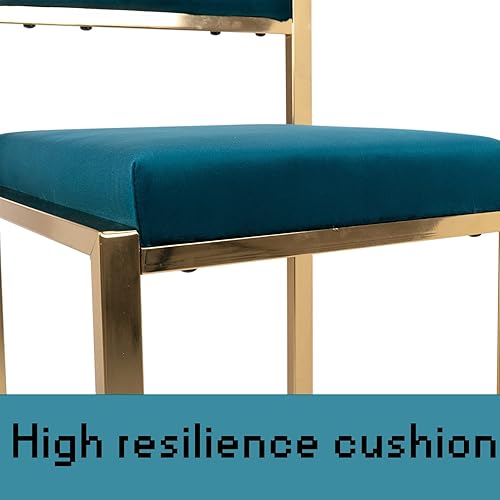 Miniatura 6 de ZH4YOU Juego de 2 taburetes de bar verde azulado de 30 pulgadas, taburetes de bar de terciopelo de metal con respaldo de sillas de isla de cocina