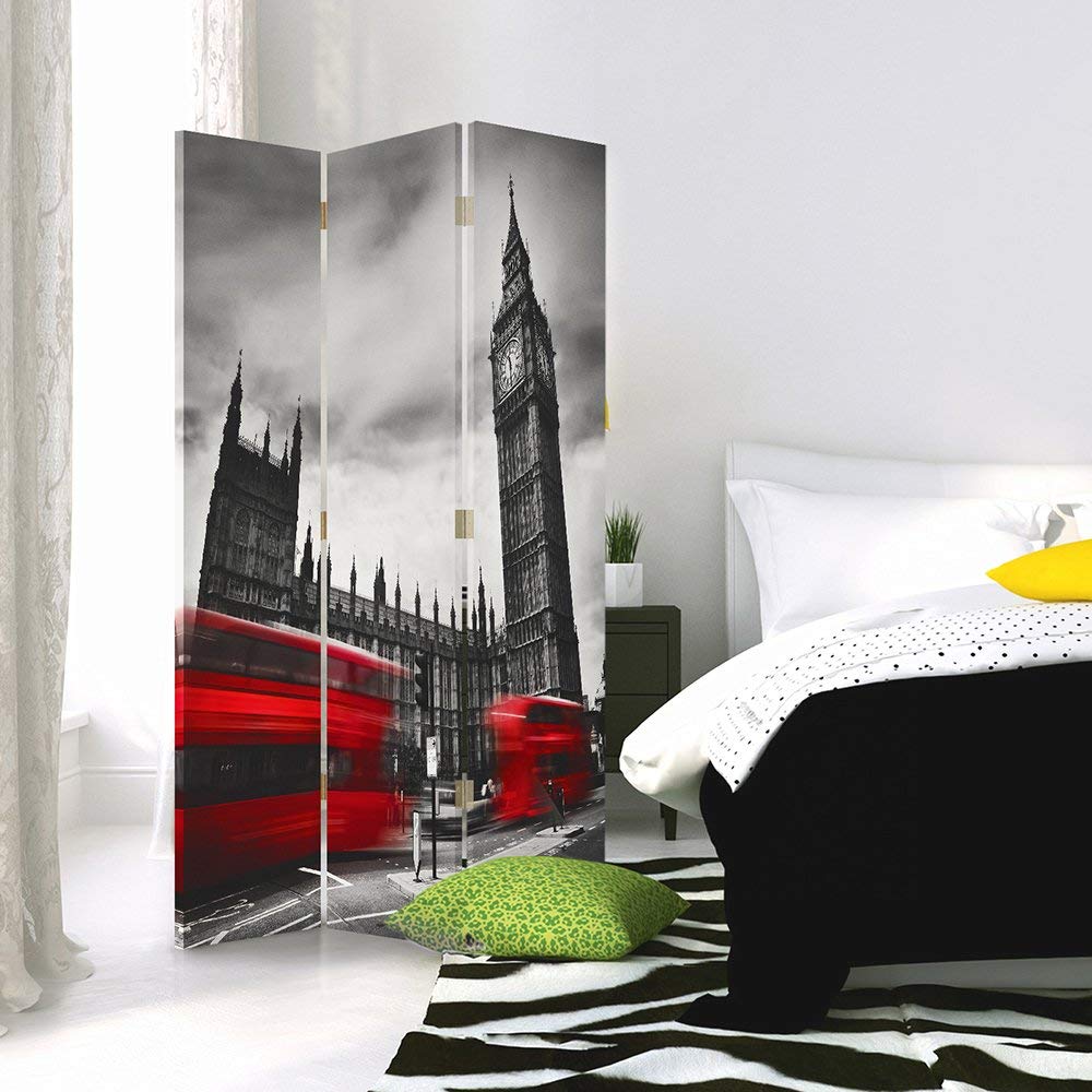 Paravent intérieur Big Ben Réversible Noir et Blanc 110x150 cm