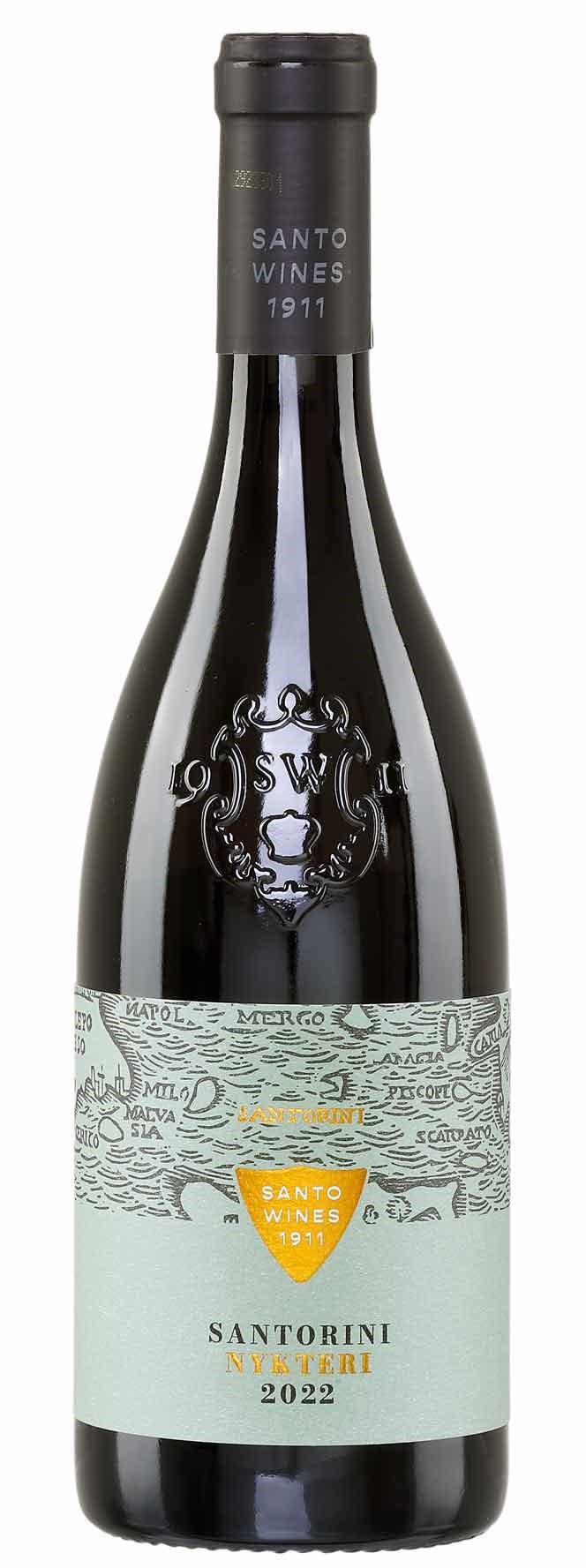 Santorini Nykteri P.D.O. weiß 0,75l Santo Wines | Trockener Weißwein aus Santorini | 3 Monate Fassreife | 14% Vol.