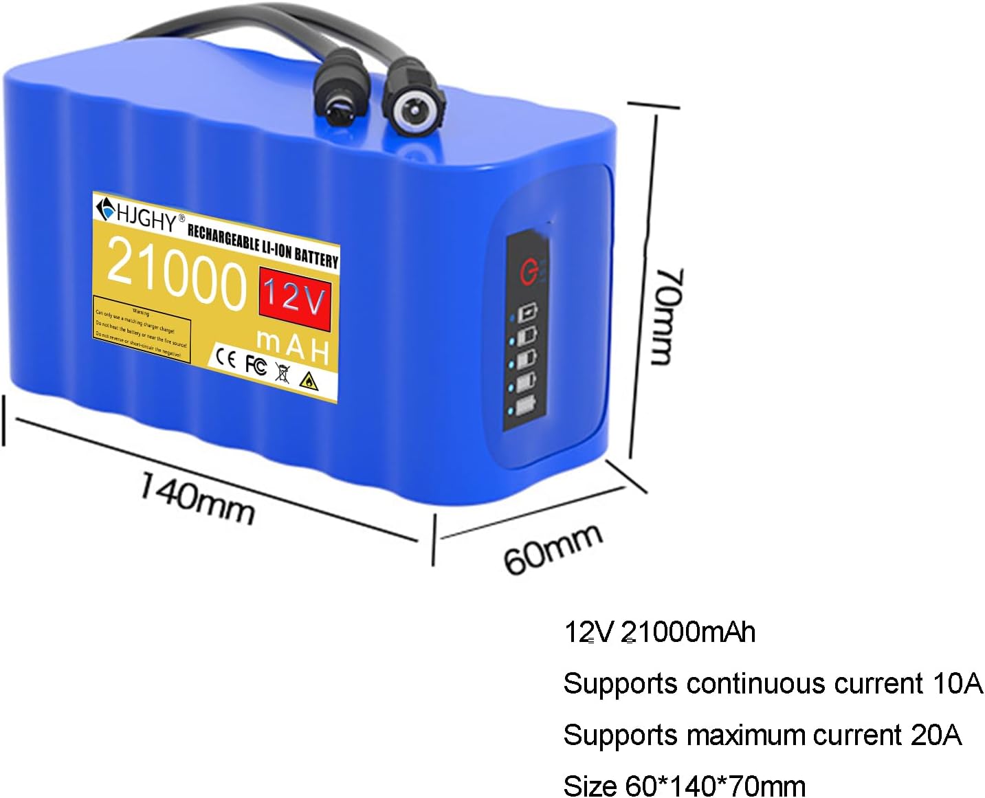 Waterproof Battery DC 12V 21000mAh Lithium Battery 12 Volts Rechargeable Li-ion Battery Pack with DC Connector for 12V Electric Devices Portable Backup Battery