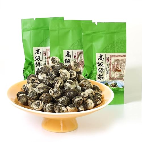 GOARTEA 10pcs 0.28 oz Nonpareil Supremo Jasmine Perlas Té Jazmín Té Hoja Suelta Jazmín Té Verde Té Chino Jazmín Perlas Dragón Perlas Té Fácil Bolsa