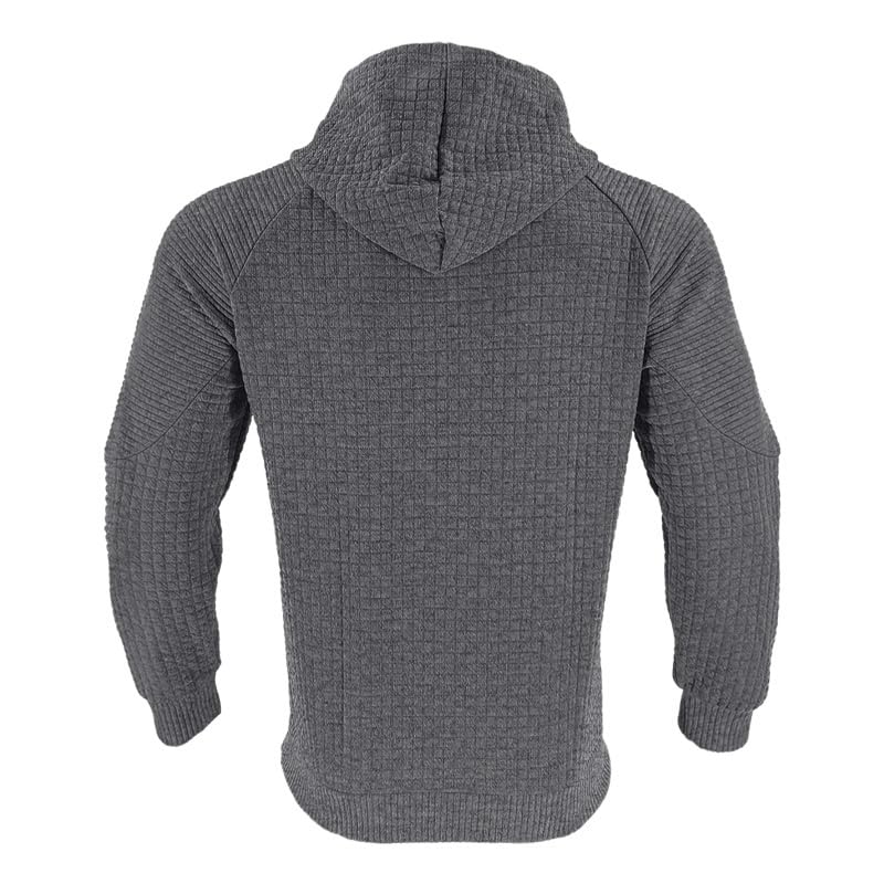 Mens Pullover Casaul Long Sleeve Hoodies Drawstring Waffle Knit Hooded Sweatshirt Slim Fit Lightweight Comfy Shirts Classic Solid Color Trendy Outfits Dark Grey XL3