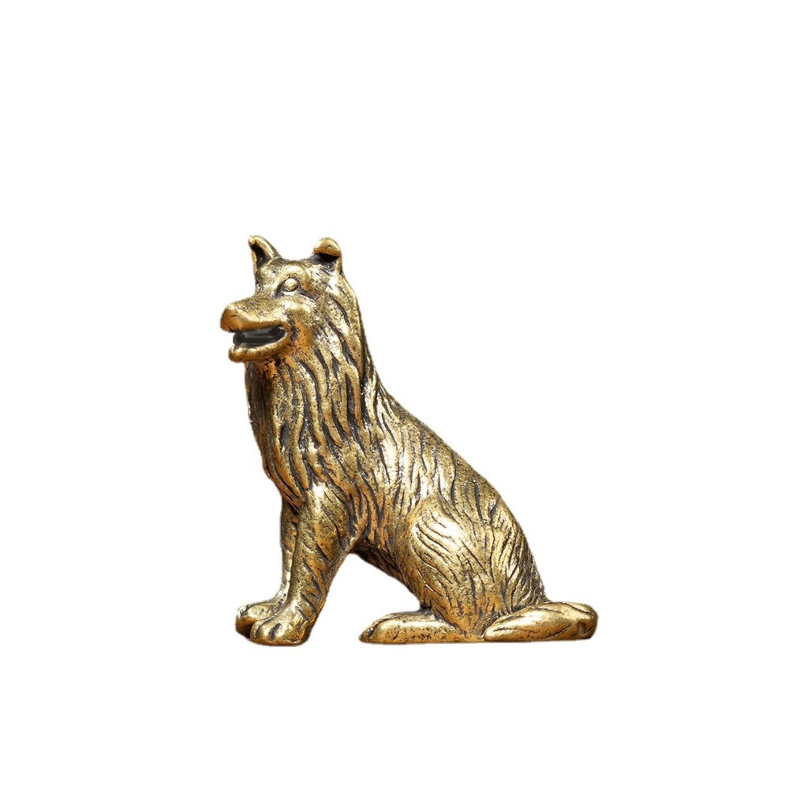 NGDFGR Black Handmade Creative Copper Animal Dog Figurine, Brass Simulated Hound Model Statue Sculpture Office Home Study Desk Garden Bonsai Decoration,Hunting Dog
