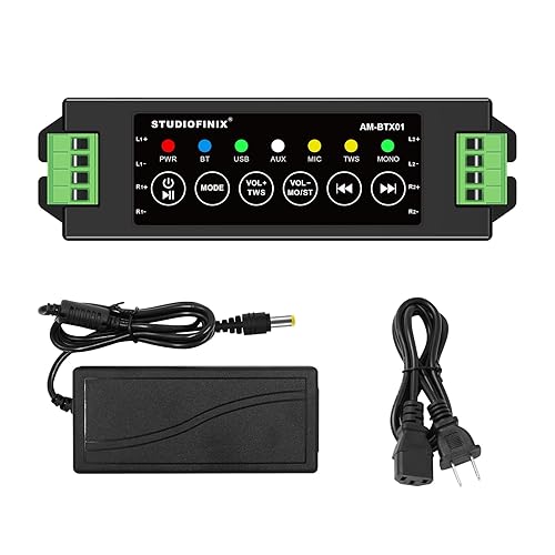 STUODIOFINIX 4-Channel Mini Bluetooth Amplifier 120w for Passive Speakers with TWS,AUX,MIC,USB,Replacement Part,Suitable for Wall/Ceiling/Marine/Bookshelf Speakers