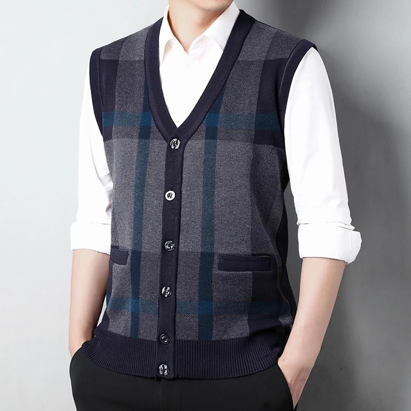 Men's Wool Knitted Vest Thickened Casual Sweater Tank Top V-Neck Sleeveless Warm Cardigan Waistcoat2