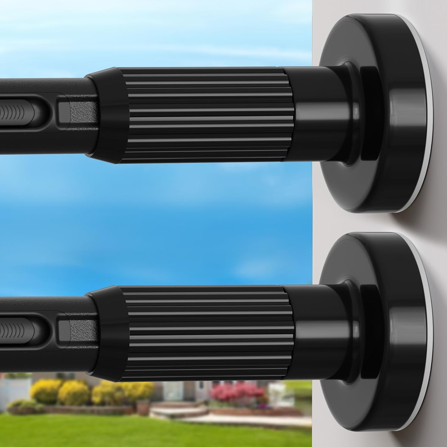 Extra Long Tension Rod 41-103inch Heavy Duty Tension Curtain Rods no Drilling Outdoor Curtain Rod for Patio,Windows, Diameter 1.26inch Black