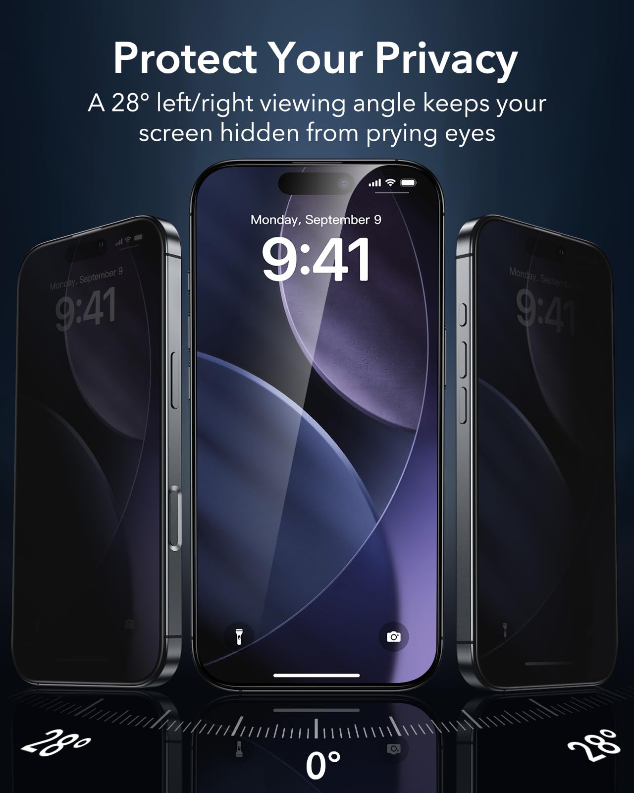 ESR Pellicola Privacy per iPhone 16 Pro, Vetro temperato anti spia, Facile strumento di installazione, Bordi micro-curvi, Compatibile con le custodie, 3 Pezzi