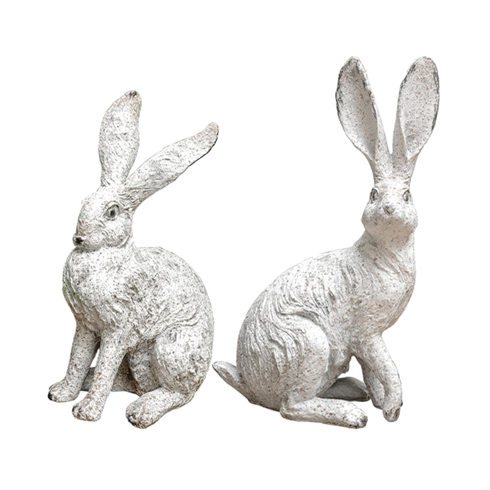 2 Statuette di Coniglietti in Resina, Decorazione per La Casa, Camera da Letto, Esterni E Cortile.