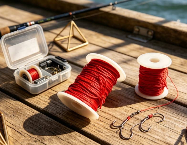 165ft/50m Red Waxed Braided Fishing Line - 200lb Test, 1.2mm Strong Cord Spool for Crafting & Fishing
