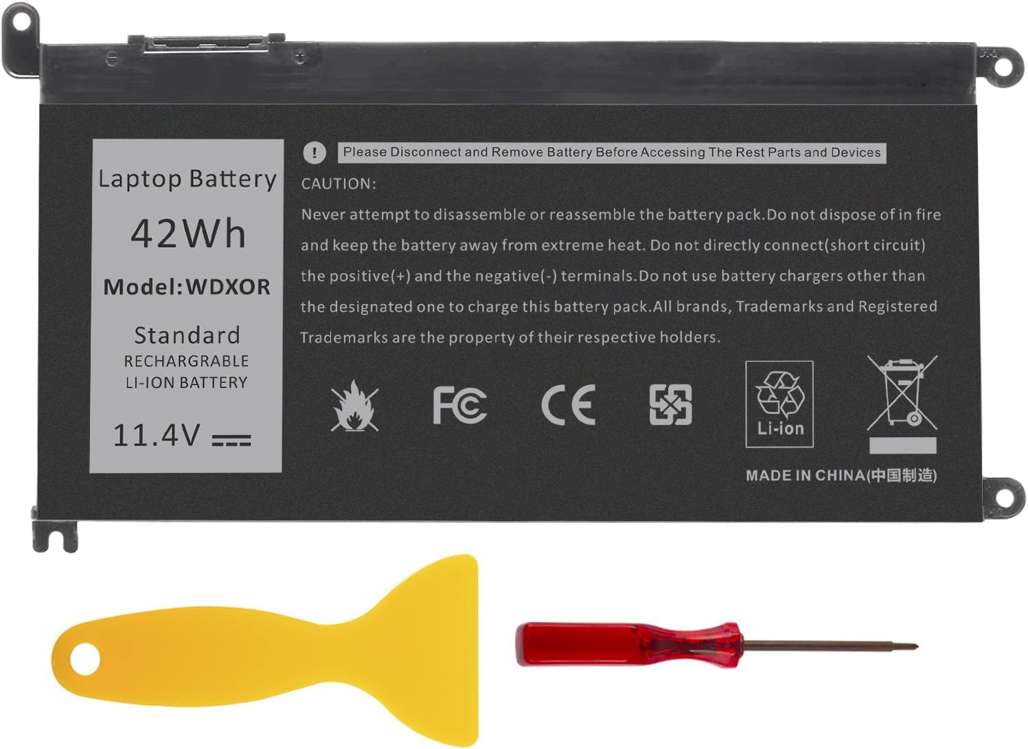 WDX0R 42WH Batteria di ricambio per Dell Inspiron 13 15 5000 7000 Series 5570 7579 7378 5567 7573 5565 5379 5378 5770 5568 Latitude 3189 3390 P58F P69G 3CRH3 WDXOR 11.4V