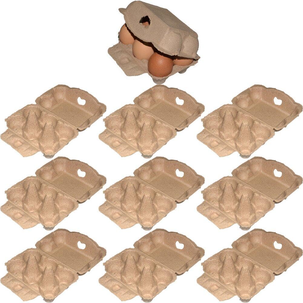 Cartones de Huevos de Papel 10 Uds. Cartones de Huevos de 6 Unidades Soportes para bandejas de Huevos vacías Media docena de cartones de Huevos contenedores de Almacenamiento de Huevos Reutilizables