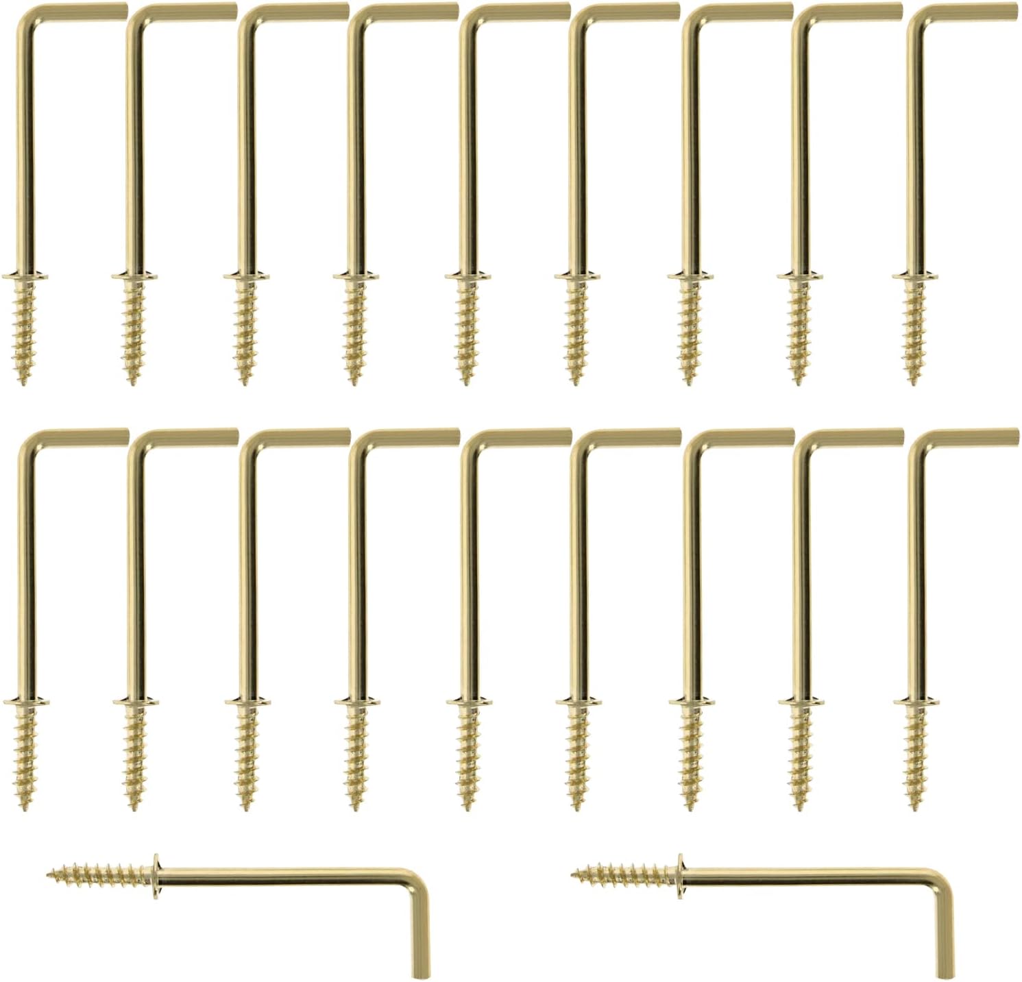 MroMax 2" 20Pcs 7 Shaped Screw RightAngle Hooks 2.76