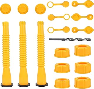 Gas Can Spout Kit QJIUBA for 1/2/5/10 Gal Replacement of Old Tanks Includes Nozzle, Vent caps, Rubber Gasket, Drill bits, ...