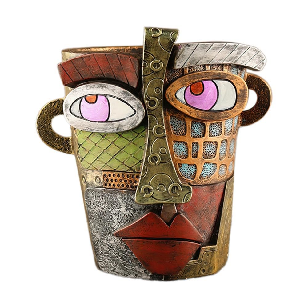 CTRLZS Brutalist Abstract Beauty Face Flower Pot, Face Flower Pot Head Planter, Colorful Face Art Abstract Resin Flower Pot B