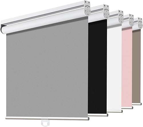 Miniatura 12 de Joydeco Persianas enrollables 100 % opacas para ventanas, sin cordones de 58 pulgadas, protección solar para dormitorio, oficina (negro, 58 x 75