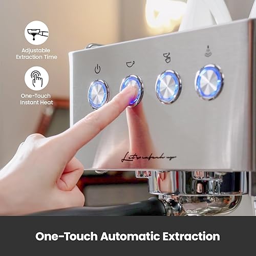 Miniatura 5 de Gemilai Máquina de café expreso, máquina de café expreso con espumador de leche, varita de vapor y tanque de agua de 57 onzas para capuchino con