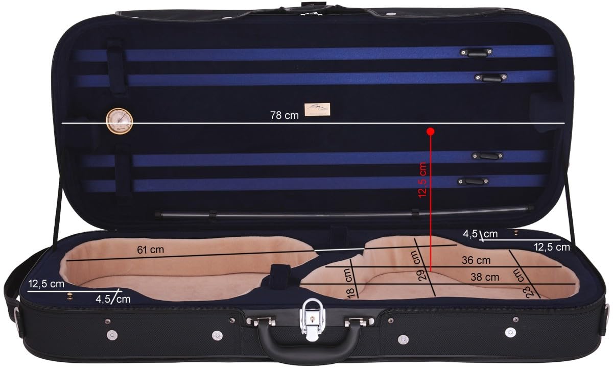 Custodia Doppia Custodia per Violino Duro 4/4 Oblungo Classic Nero - Blu Marino M-case