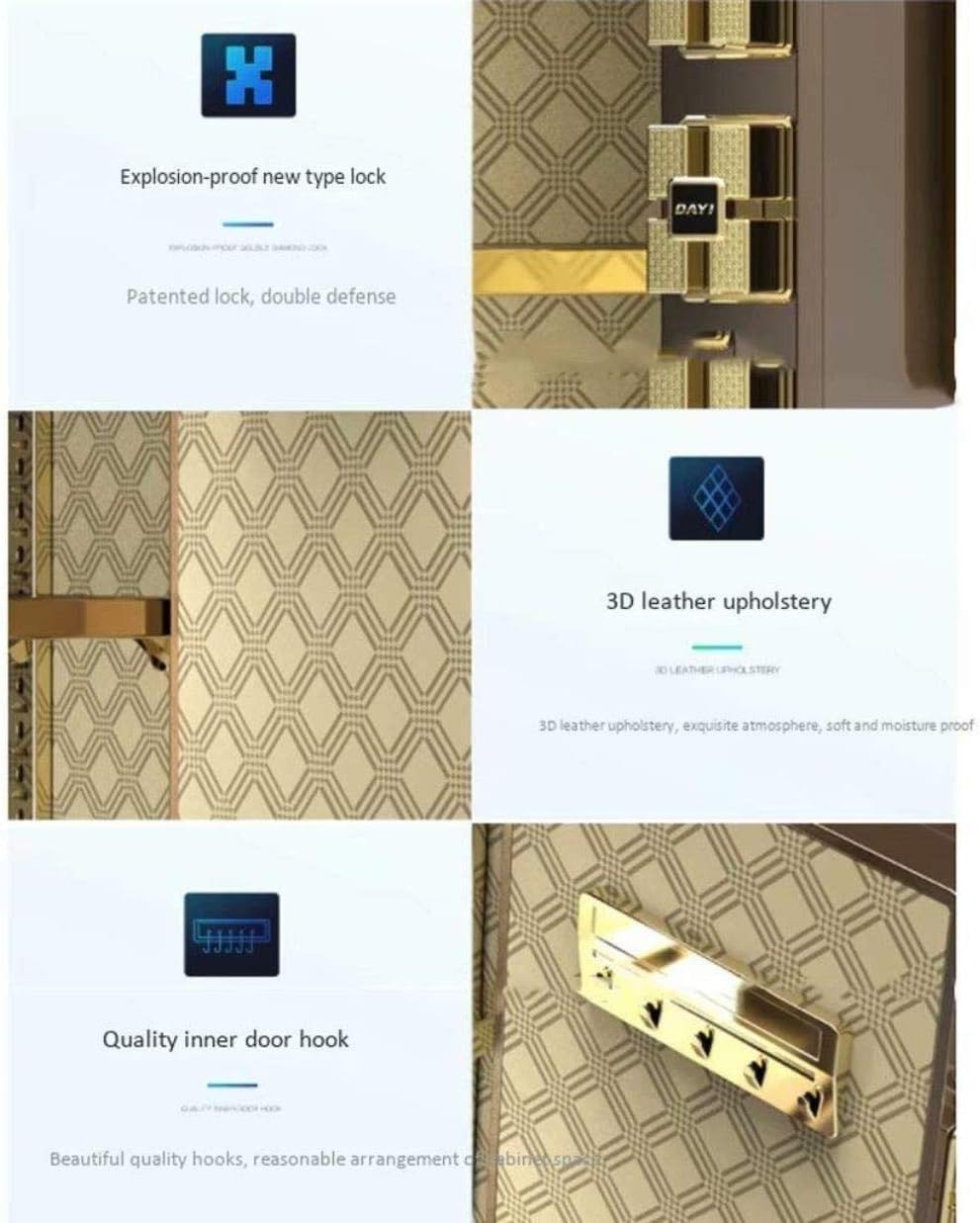 Safe Digital Security 35X25X25Cm Biometric Steel Office Hotel Jewelry Cash Medicine Safe,Brown strongbox