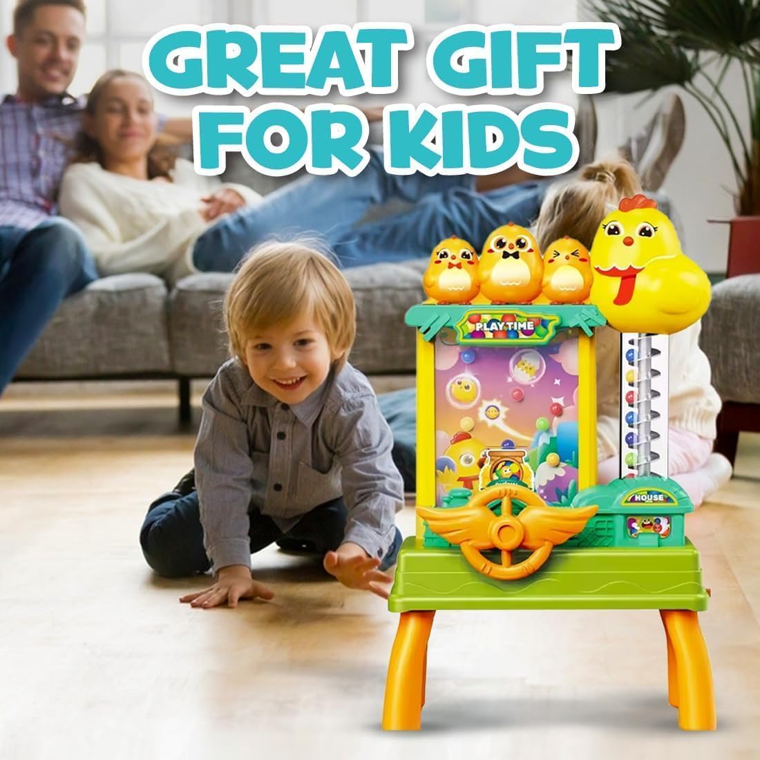 Oupstrive Catch Ball Machine Indoor Game for Kids Chicken Electric Rotate Dribbling Dropped Fun Activity Game Interactive Table Top (Multicolor, Pack of 1) 4