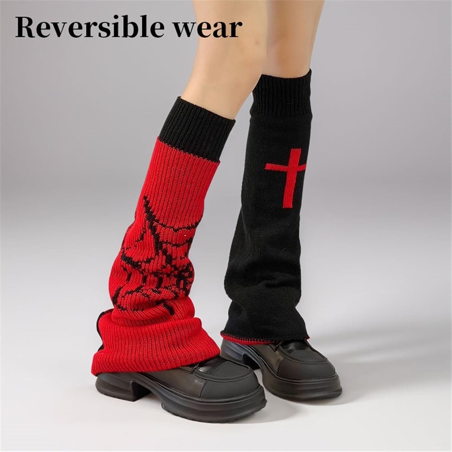 Goth Y2k Leg Warmers for Women Punk Alt Grunge Cute Rave Emo Knit Winter