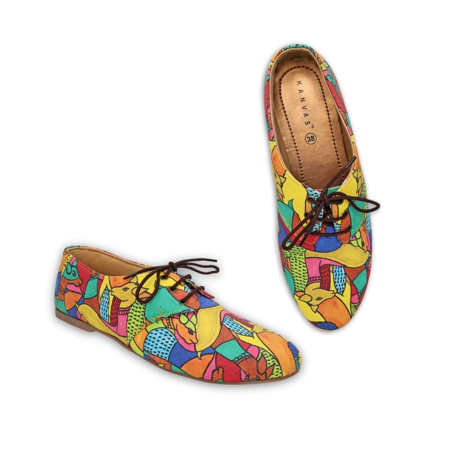 kanvas Women's Printed Casual Shoes - Stylish Canvas Lace up Oxfords - Comfortable Footwear - Fashion Shoes - Lightweight & Slip-Resistant - Jungle Deers Print-picture-33