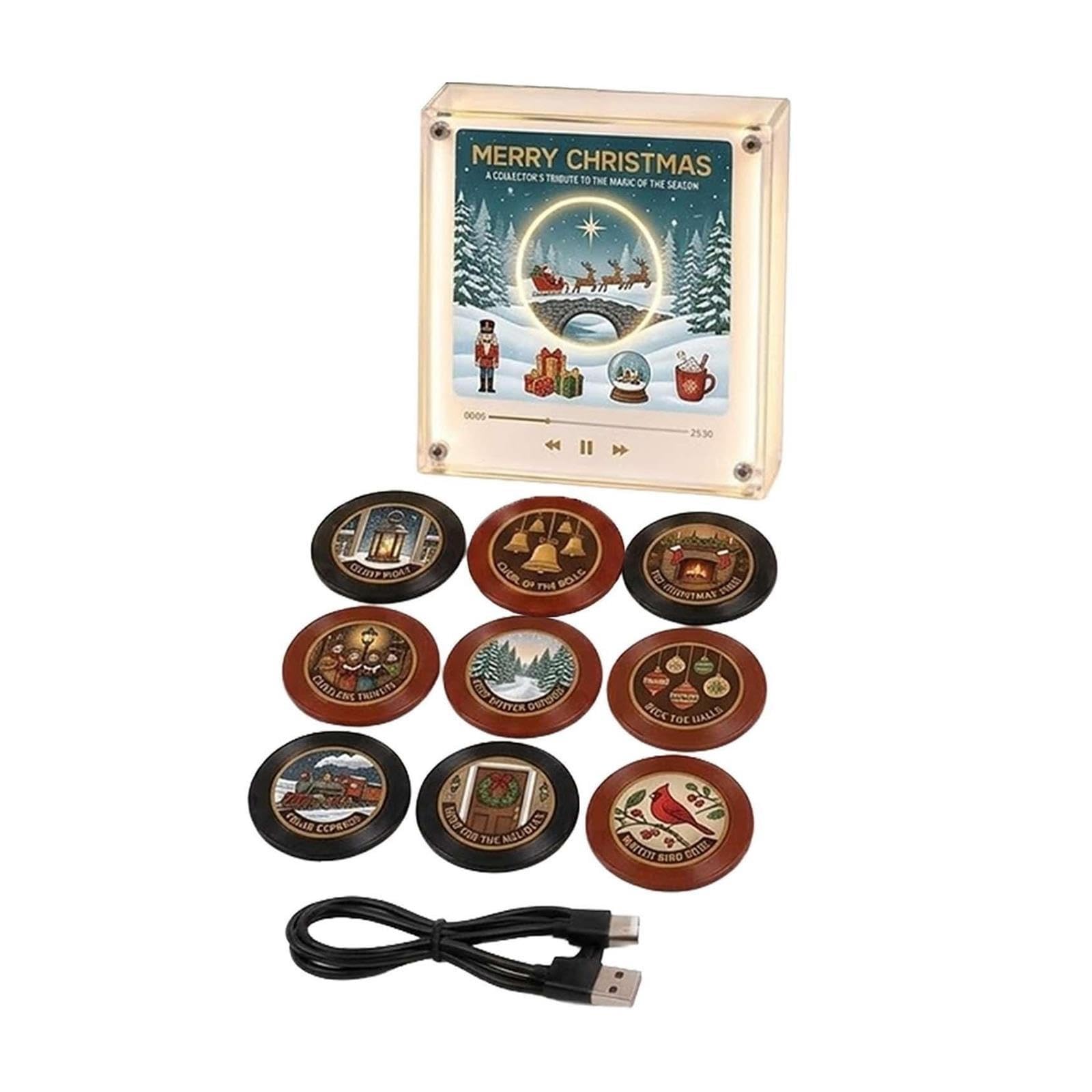 Aimants de Musique de Noël pour réfrigérateur avec 9 disques, Cadeau