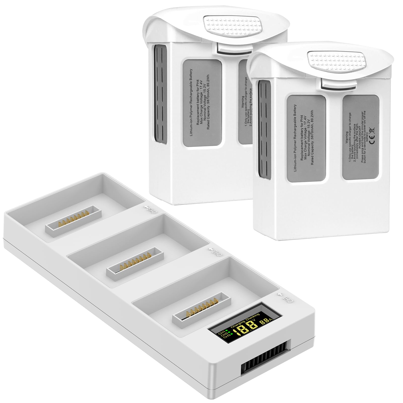 Dregin 2 Pack Phantom 4 Battery with Multi Charger Hub, 15.2V 5870mAh Intelligent Flight Battery for DJI Phantom 4/4 RTK / 4 Pro / 4 Pro V2.0/4