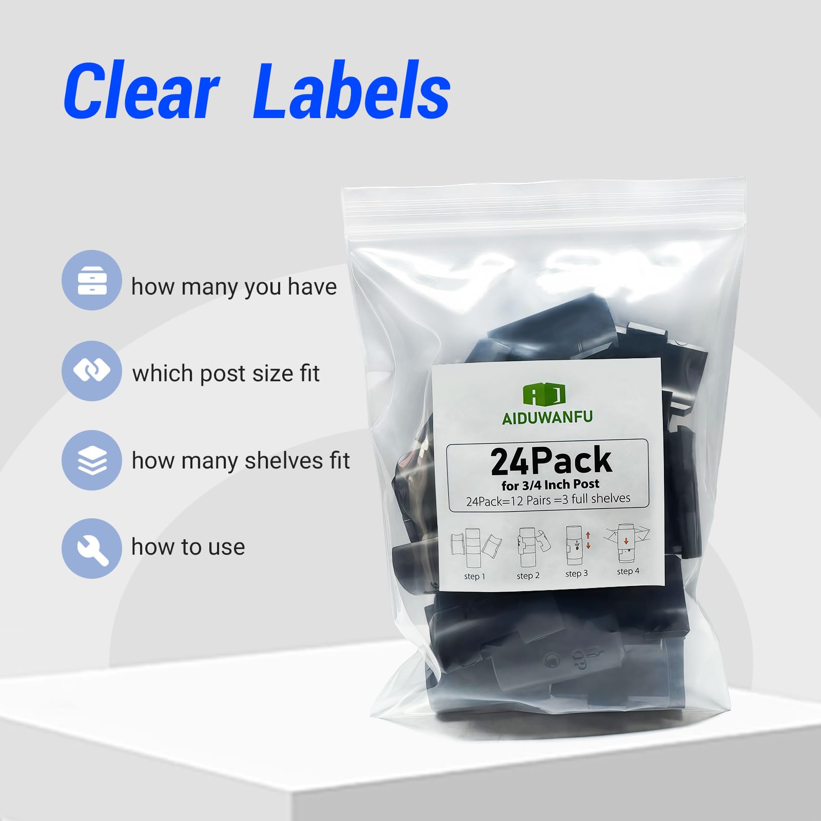 Secure Wire Shelf Clips - 24 Pack -6