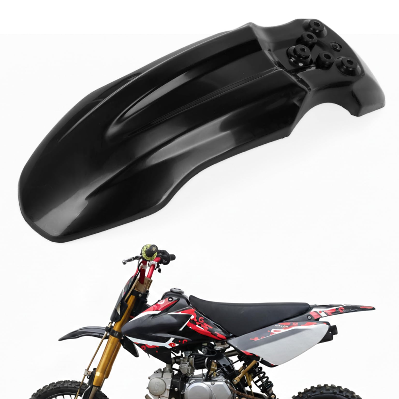 Motorcycle Front Wheel Mudguard, PSLER Dirt Bike Plastics Mud Guard, Crf50 Body Mudguard Kit for CRF50 Style 125CC Pit PRO Trail Dirt Bike, Tuttio Tutti Soleil 01 Electric Dirt Bike, Black