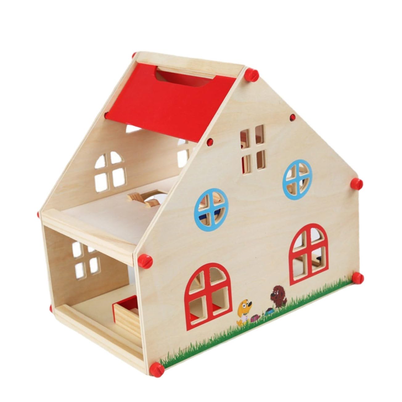 Totority Wooden Doll House Role-Playing Toy Mini Villa for Boys and Girls Educational Simulation Kit