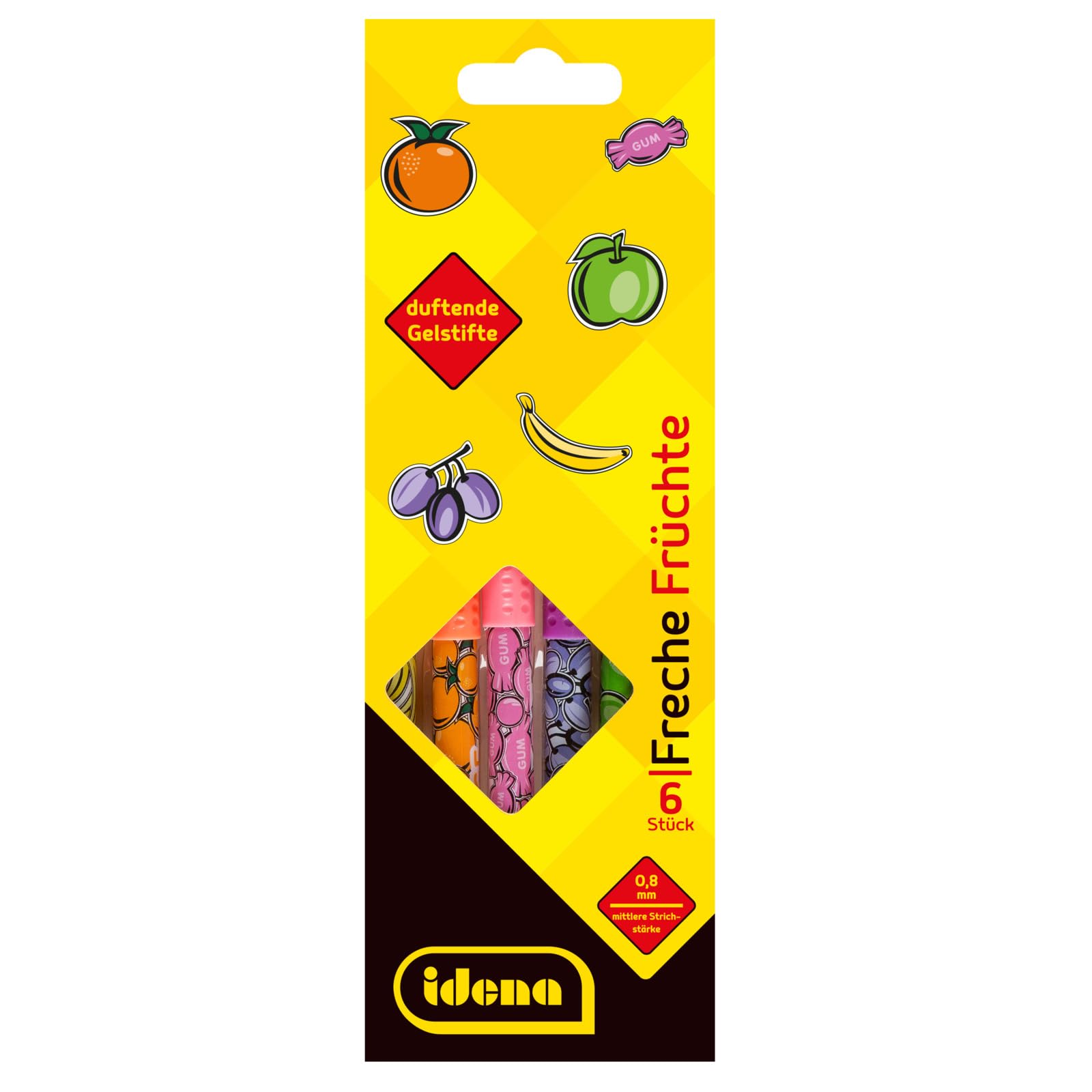 Idena Frutti sfacciati 6 penne gel 0,8 mm con profumo