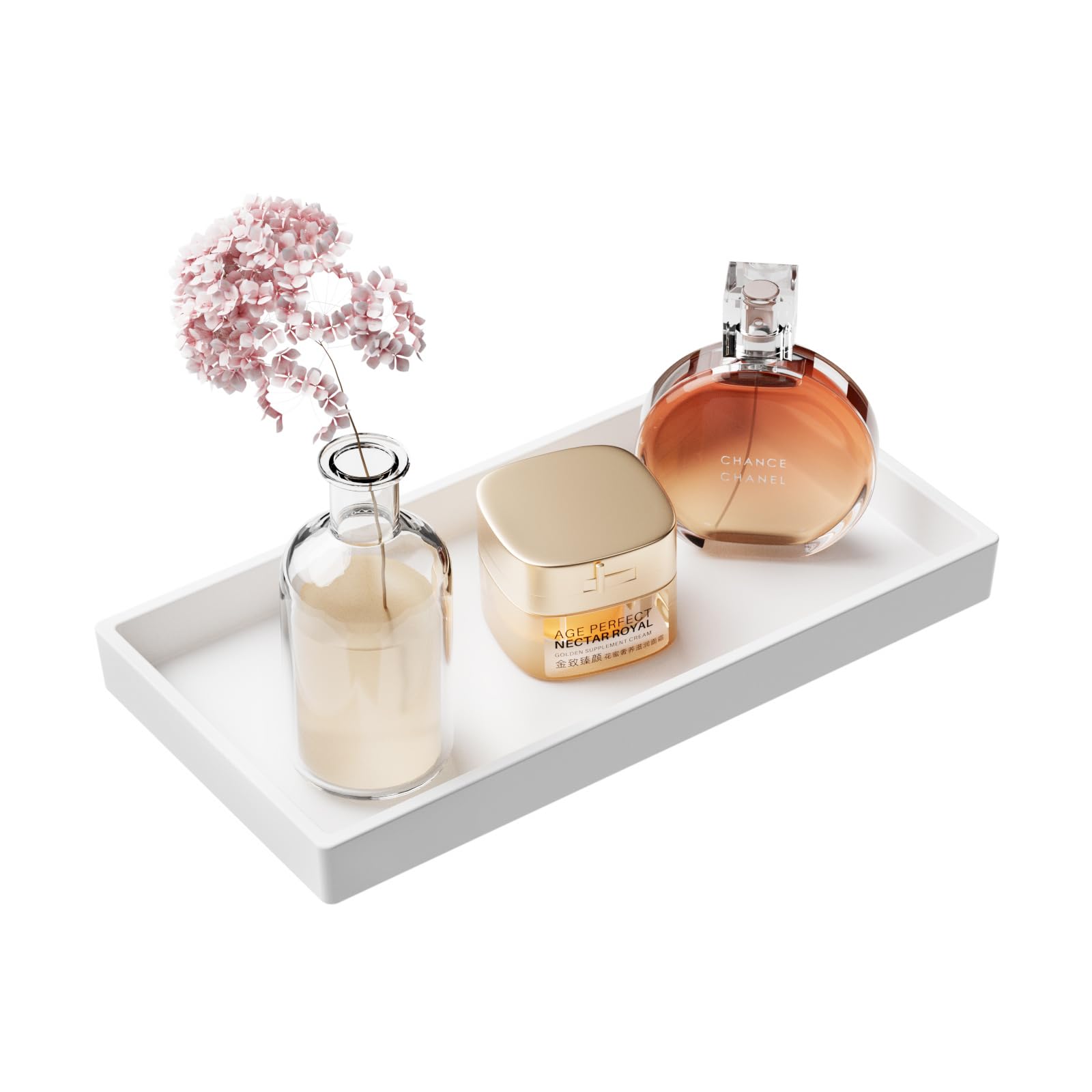 Mriluvy Vanity and Bathroom Tray 7 7 ABS Countertop Organizer Waterproof Vanity Tray for Toilet Tank Perfume Soap