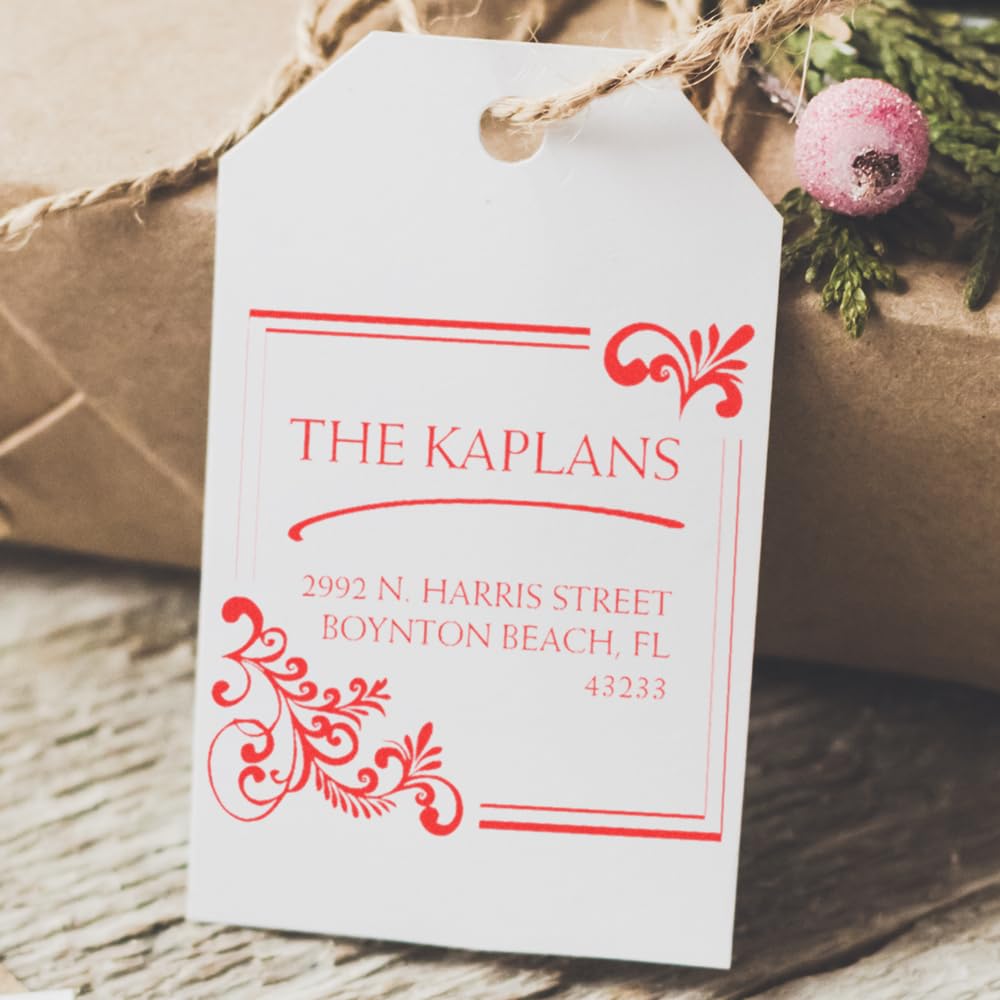 Acorn Sales Fancy Corners Weiss Address Rubber Stamp