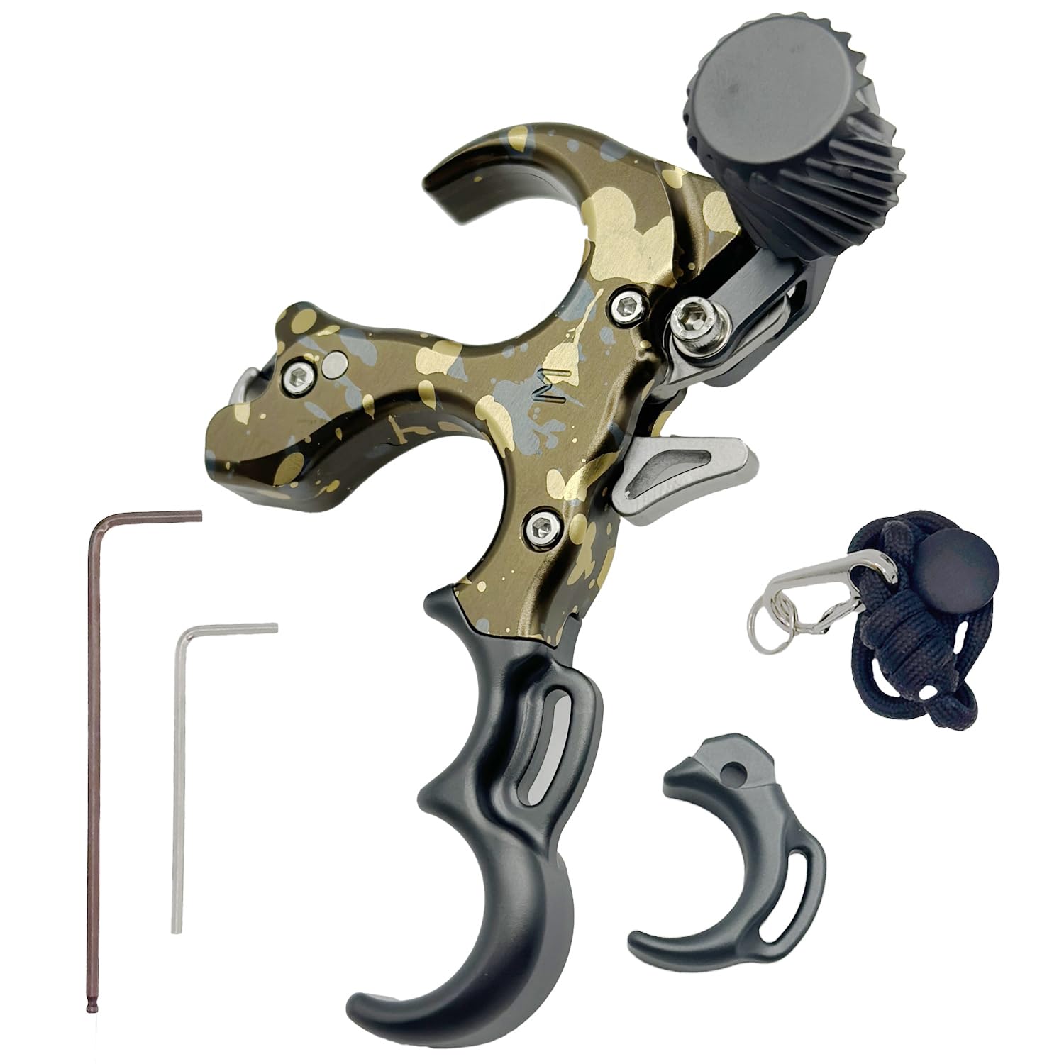 WGNVISREHY Bow Release for Compound Bow, Adjustable 3/4 Finger Thumb Release Aid with Wrist Strap & Wrench, Aluminum Alloy Archery Release, Ambidextrous for Left & Right Hand, Hold up to 200lbs