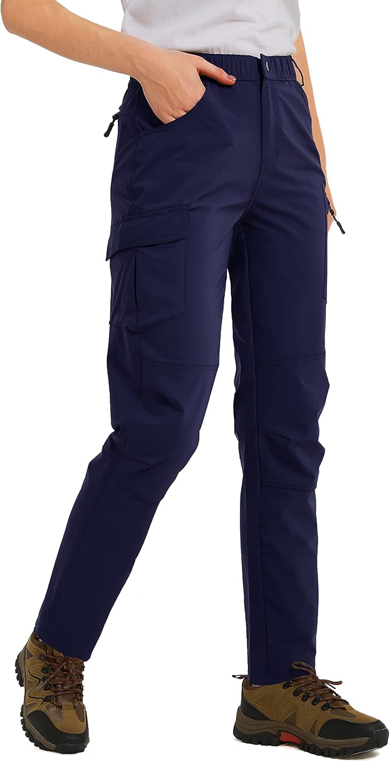 Women's Outdoor Hiking Pants With Cargo Pockets - Quick Dry UPF 50+ Water-Resistant Athletic Pants for Camping and Workout