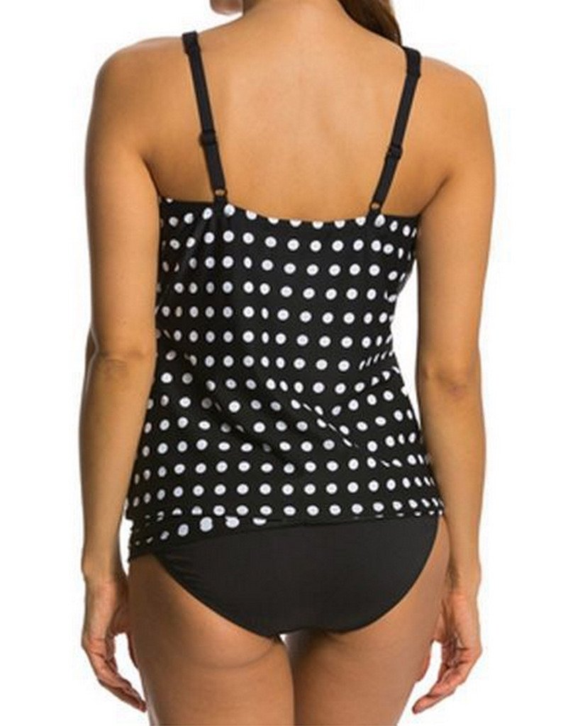 COOCEO Women's Push Up Slimming Polka Dot Tankini Black