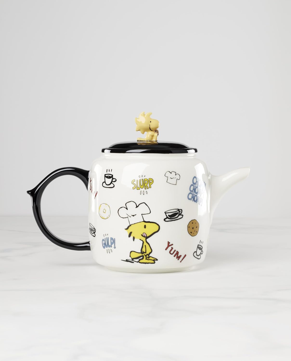 Lenox Teapot, Chef Snoopy Teapot, Made Of Ceramic Porcelain, Dishwasher Safe, Tea Kettle, Tea Pot, Home And Kitchen, Stovetop Kettle, Chef Snoopy Design (Multi-Colored, 1 Piece, 40 Ounce Capacity)