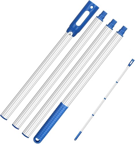 Poste de piscina de aluminio, poste de piscina expandible ajustable para malla de desnatador de piscina, cabezales de vacío y cepillos, poste