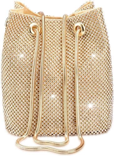 Hunavi Women Rhinestones Crystal Clutch Mini Evening Potli Bags Bucket Bag Party Prom Wedding Diamond Bag Small Shoulder Purses (Golden) (B0D4ZDC1H2) Amazon Price History, Amazon Price Tracker