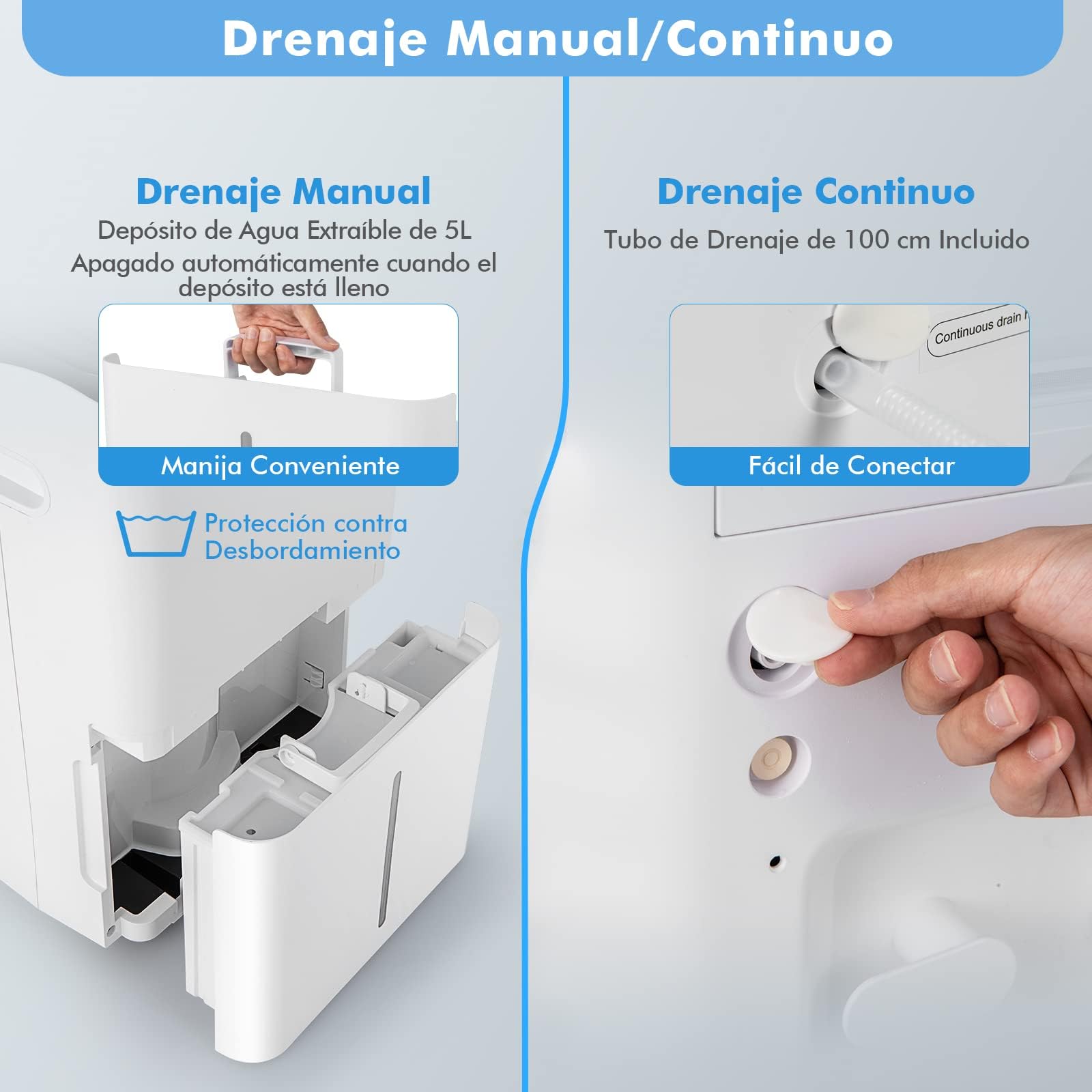 COSTWAY Deshumidificador Móvil, 50L/Día, Pantalla LED con Depósito de 5L, 4 Modos, 24h Temporizador, 2 Velocidades, Auto-Apagado, Deshumidificador Silencioso para Dormitorio Sala de Estar (50L/Day)